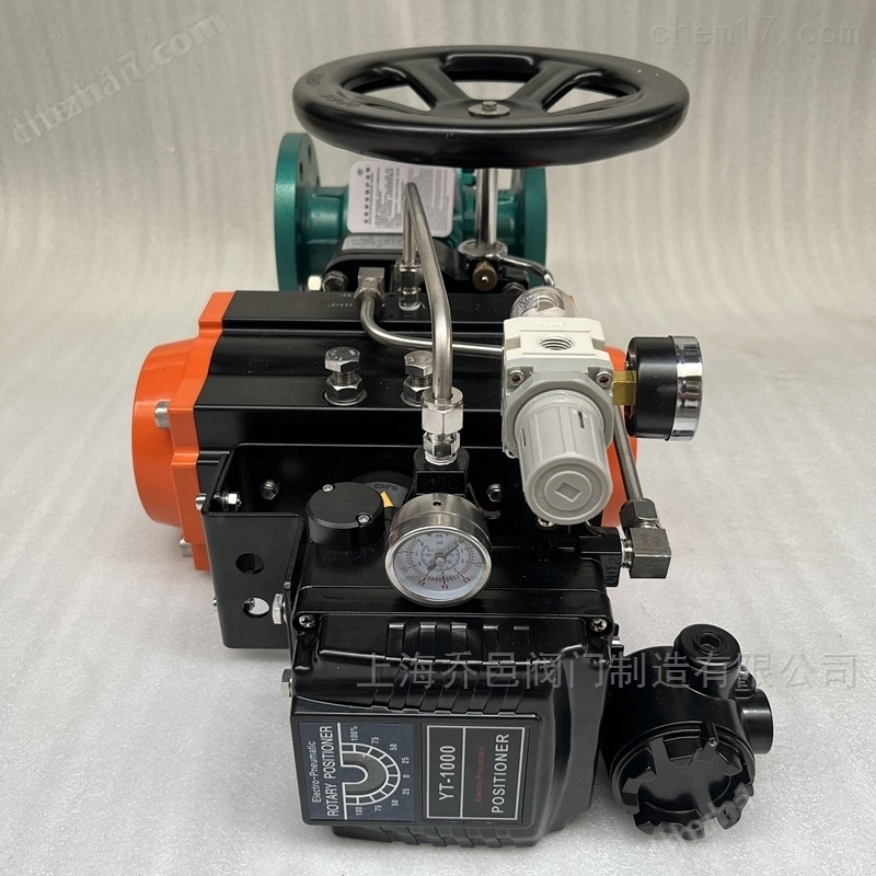 气动带手轮衬氟O型调节球阀 气动带手轮衬氟O型调节球阀